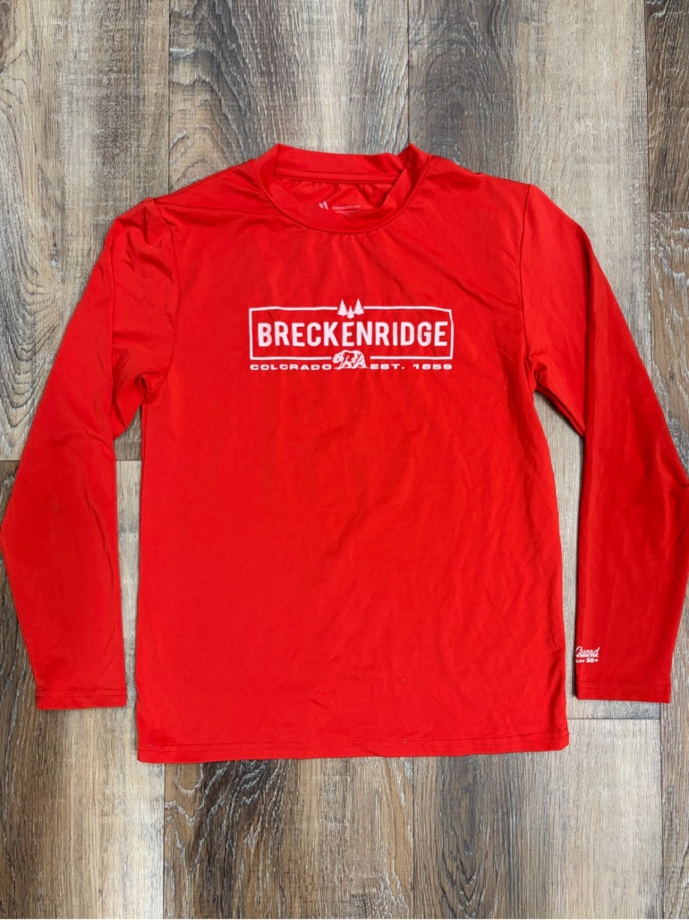 Breckenridge Red Youth Performance Long Sleeve Rash Guard, Size 12, 50+UV